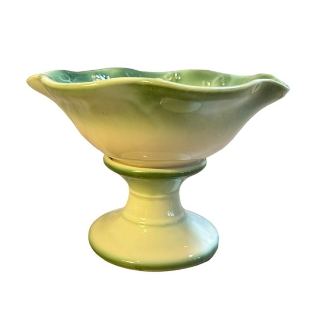 Vintage Hull Regal Green White Pedastal Dish